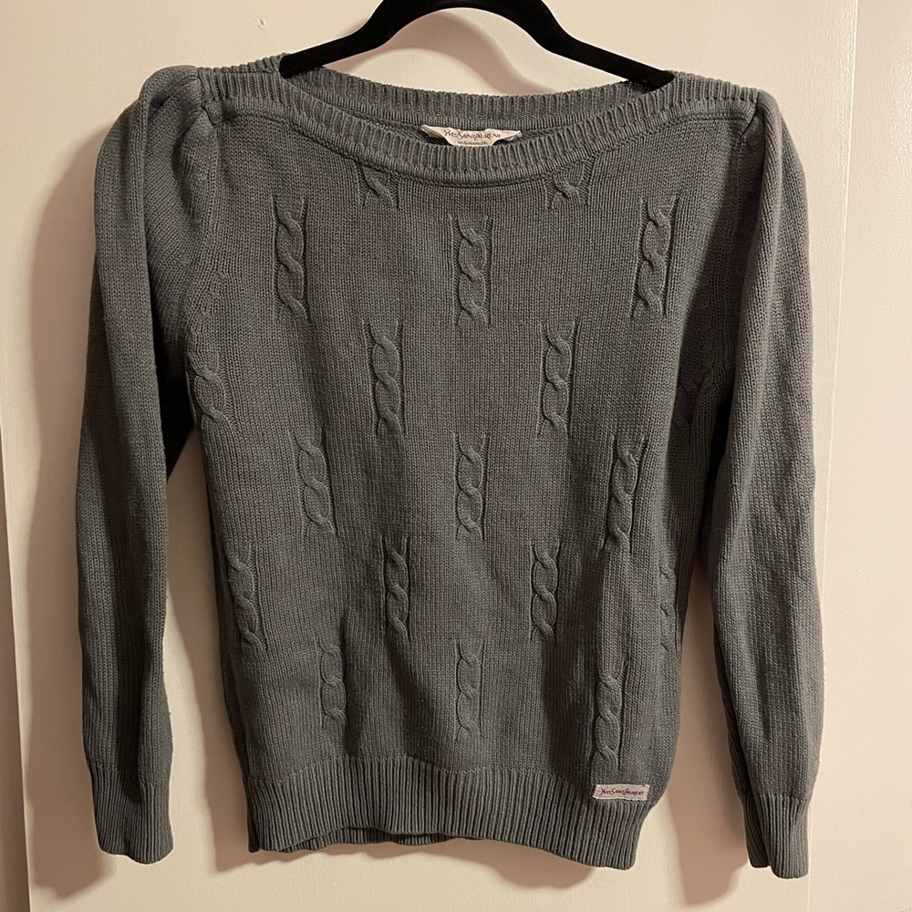 Yves Saint Laurent Gray Cable-knit Sweater